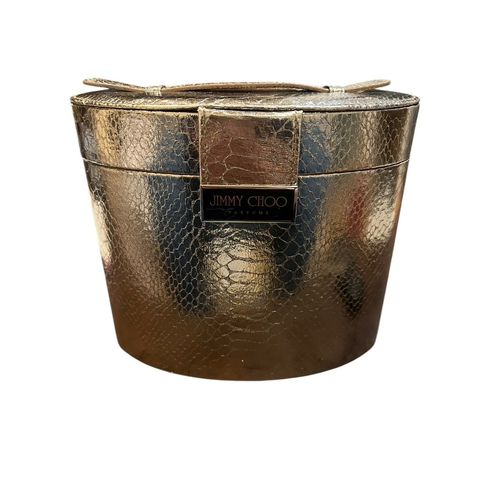 Jimmy Choo Metallic Bronze Snakeskin Cosmetics Vanity Case Lined and Felt Bottom - Picture 5 of 5